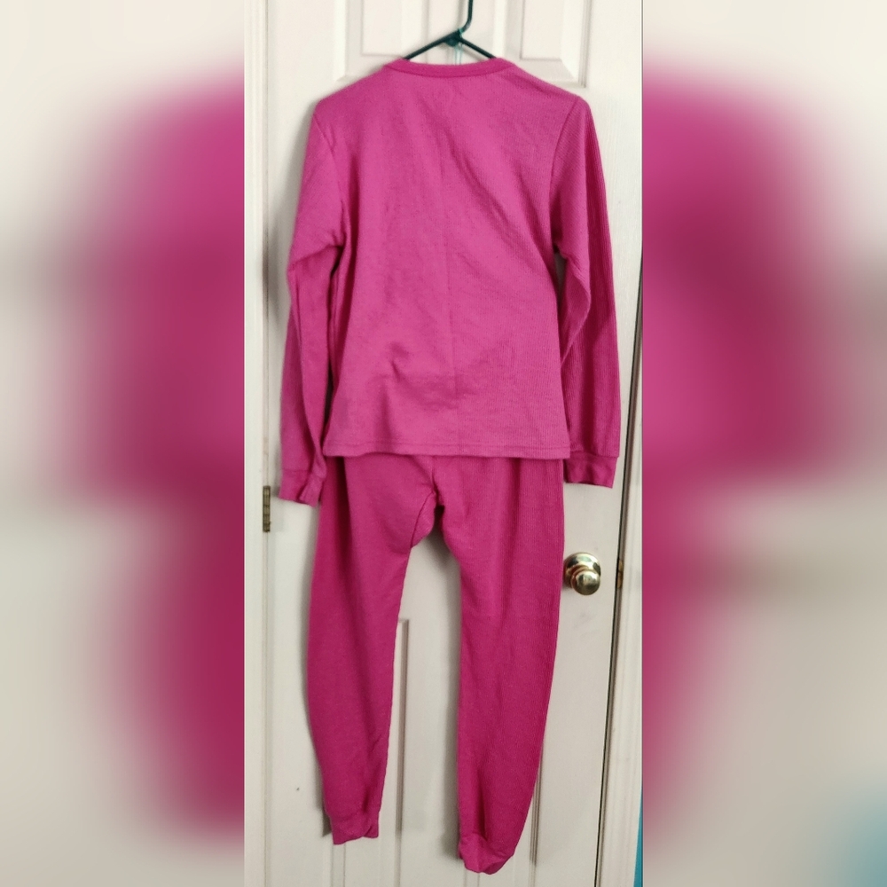 Just Love Womens Thermal Underwear Pajama Set Size M Bright Pink